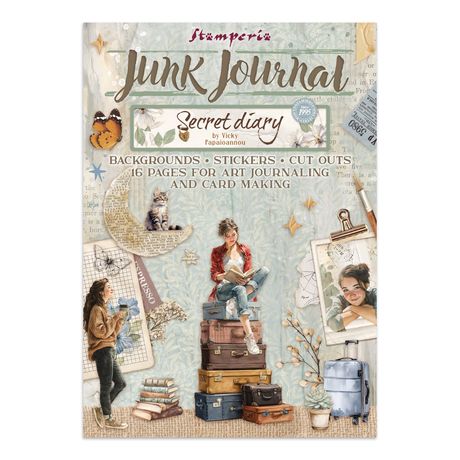 **PRE-ORDER ONLY**  Stamperia Junk Journal Stickers, Cut-Outs & Backgrounds - Secret Diary