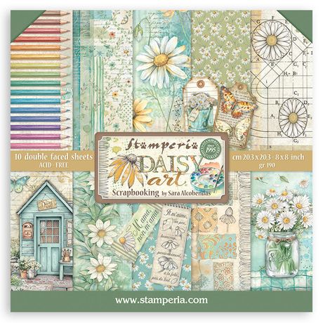 **PRE-ORDER ONLY**  Stamperia Scrapbooking Double-Sided Paper Pad 8X8 10/Pkg - Daisy Art
