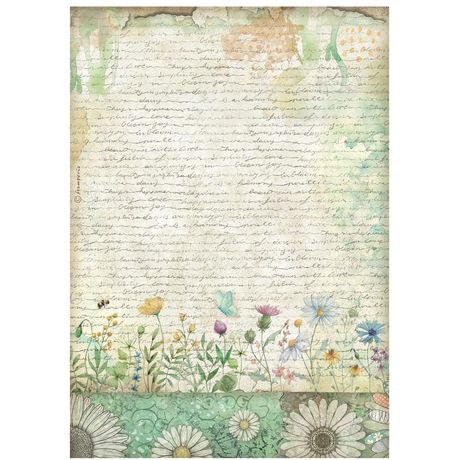 **PRE-ORDER ONLY**  Stamperia Daisy Art Rice Paper Sheet A4 - Handmade Letter With Flowers