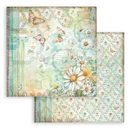 **PRE-ORDER ONLY**  Stamperia Daisy Art Double-Sided Cardstock 12x12 - Butterfly And Daisy