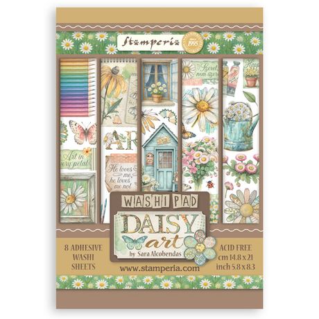 **PRE-ORDER ONLY**  Stamperia A5 Washi Pad 8/Pkg - Daisy Art