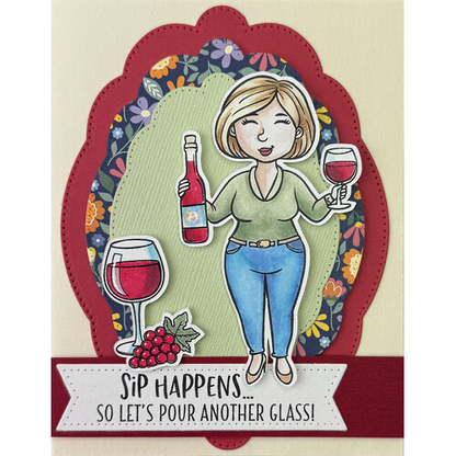 Dare2B Artzy Wine Between Friends clear stamps