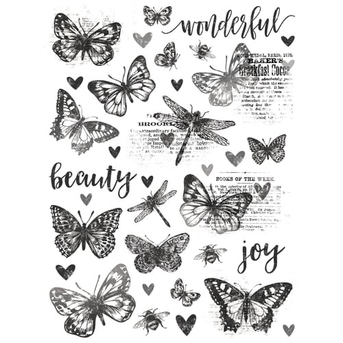 Simple Stories, Simple Vintage essentials, butterflies ribbons 6 x 8 transfer sheets