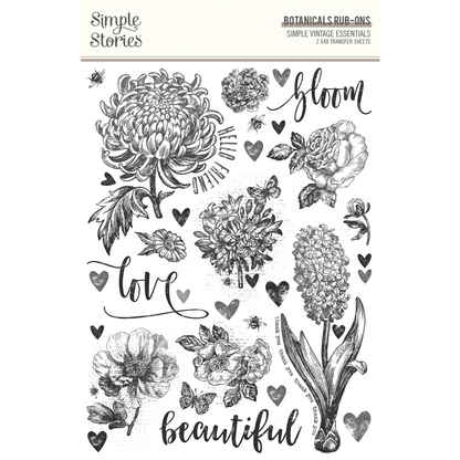 Simple Stories, Botanicals, Simple, Vintage Essentials Rub-Ons transfer sheets