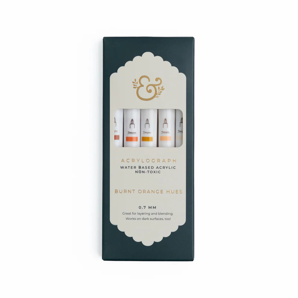 Archer & Olive  - Burnt Orange Hues Sets of 5 - Acrylograph