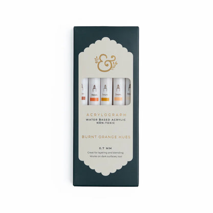 Archer & Olive  - Burnt Orange Hues Sets of 5 - Acrylograph