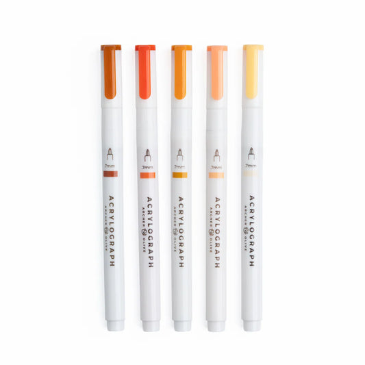 Archer & Olive  - Burnt Orange Hues Sets of 5 - Acrylograph