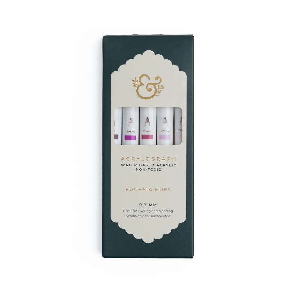 Archer & Olive - Fuchsia Hues Sets of 5 - Acrylograph