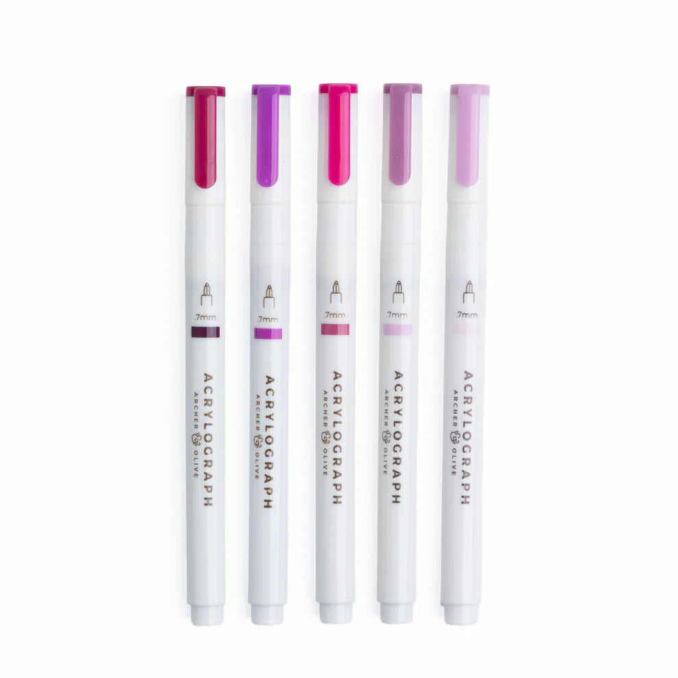 Archer & Olive - Fuchsia Hues Sets of 5 - Acrylograph