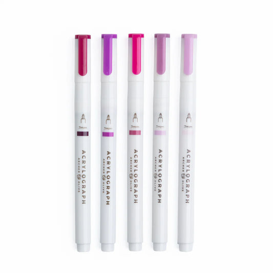 Archer & Olive - Fuchsia Hues Sets of 5 - Acrylograph