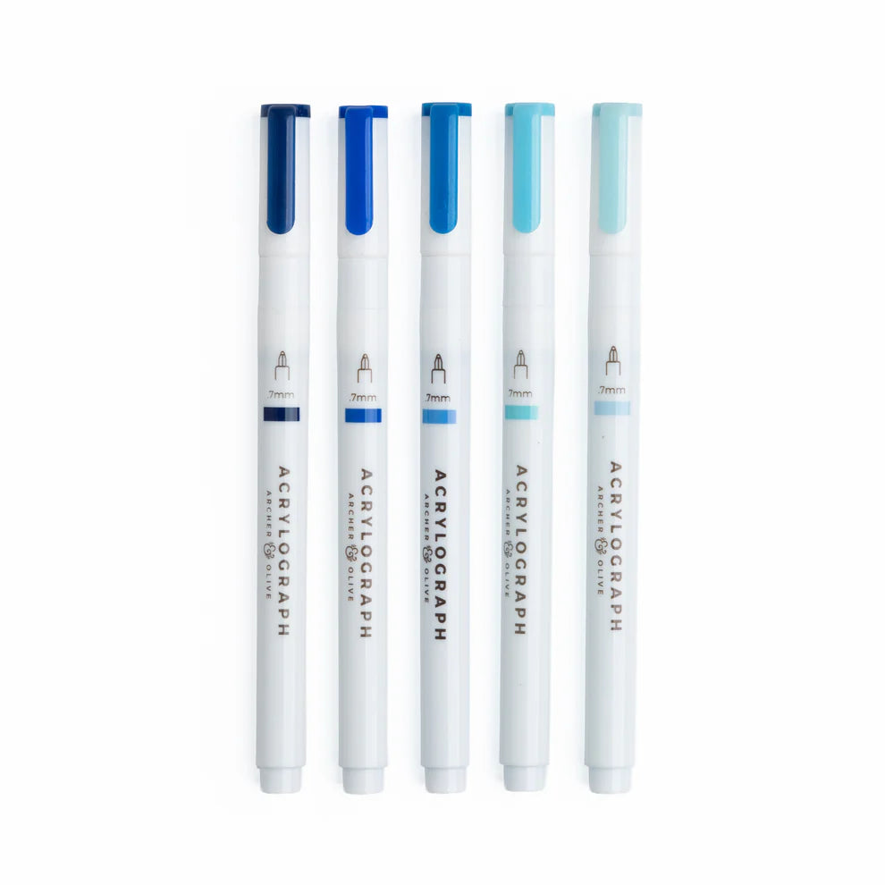Archer & Olive - Indigo Hues Sets of 5 - Acrylograph