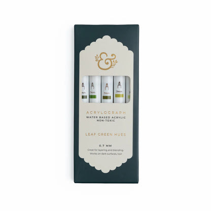 Archer & Olive - Leaf Green Hues Sets of 5 - Acrylograph