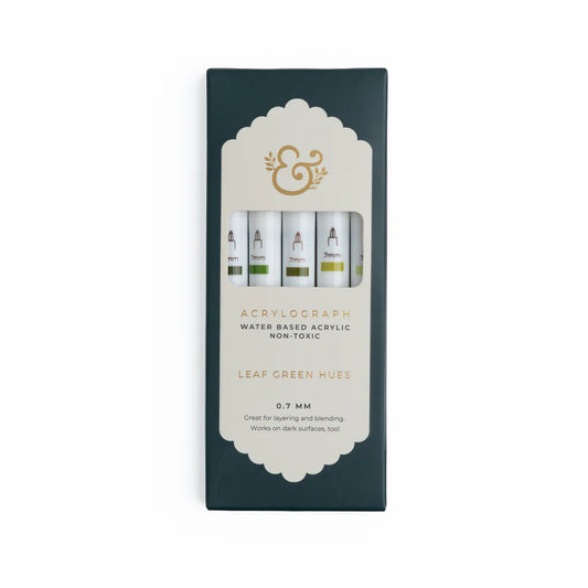 Archer & Olive - Leaf Green Hues Sets of 5 - Acrylograph