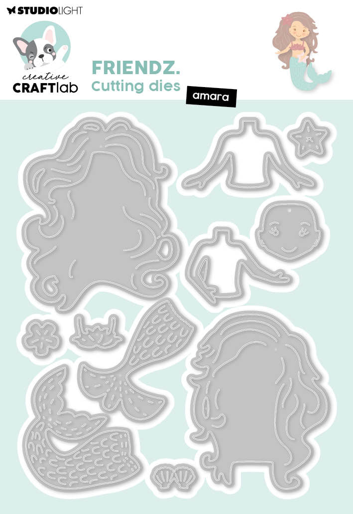 Spellbinders StudioLight Creative Craft Lab Mermaid Friendz Die Cut Set Stamp and Die Cut Set