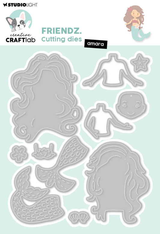 Spellbinders StudioLight Creative Craft Lab Mermaid Friendz Die Cut Set Stamp and Die Cut Set
