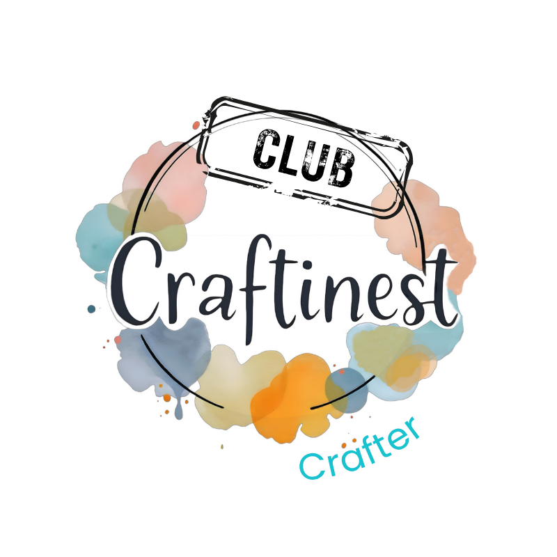 Logo of Club Craftiest - Crafter - with colorful wreath and text on a white background
