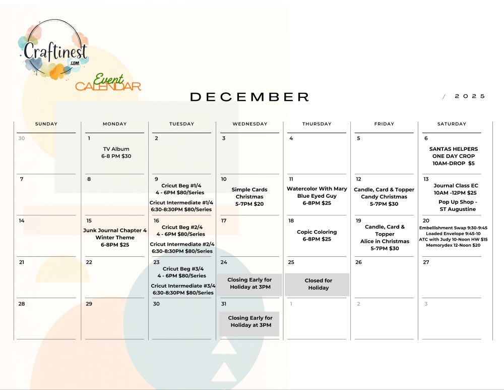 Craftinest December Calendar