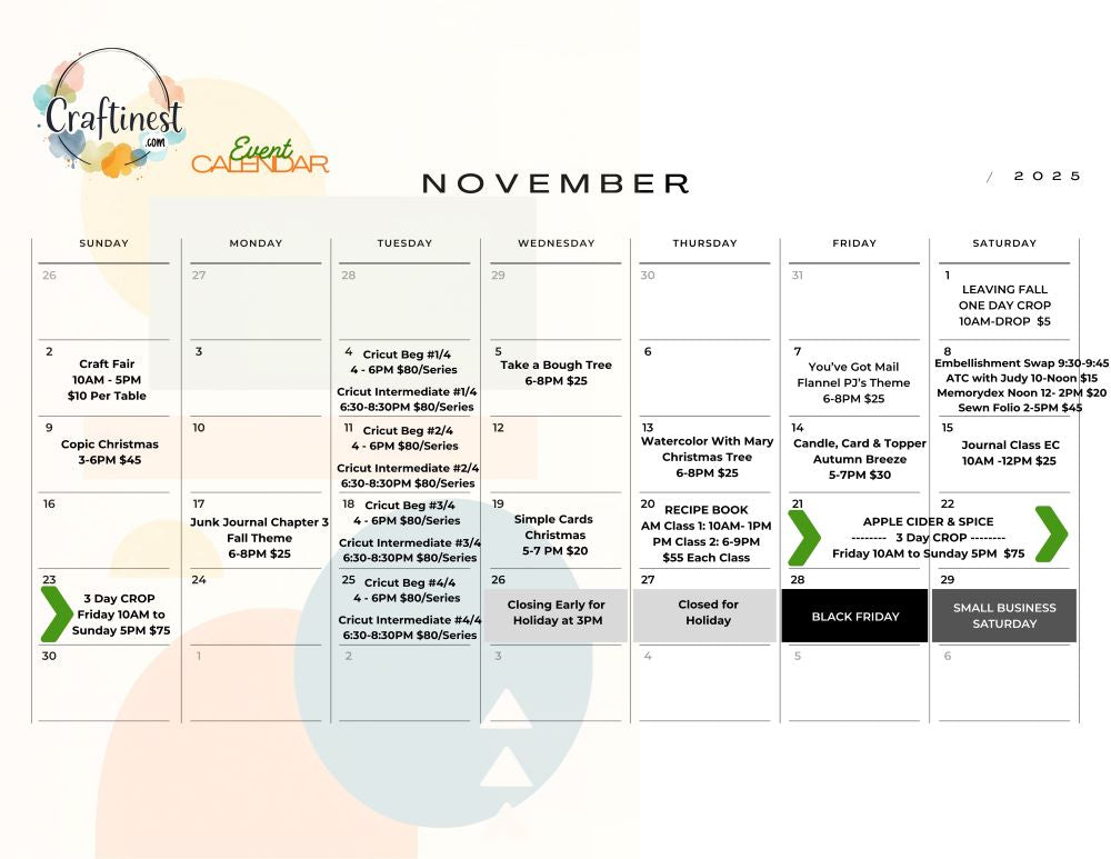 Craftinest November Calendar