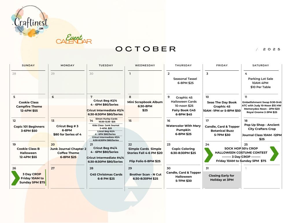 Craftinest October Calendar