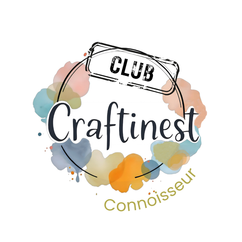 Logo of Club Craftiest - Connoisseur - with colorful wreath and text on a white background
