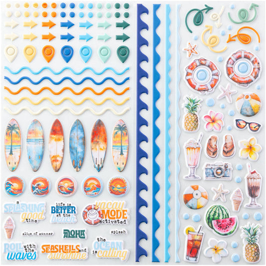 49th and Market Beach Vibes Puffy Stickers A Dennis Bruton Collection - 126 pieces - DBB32208