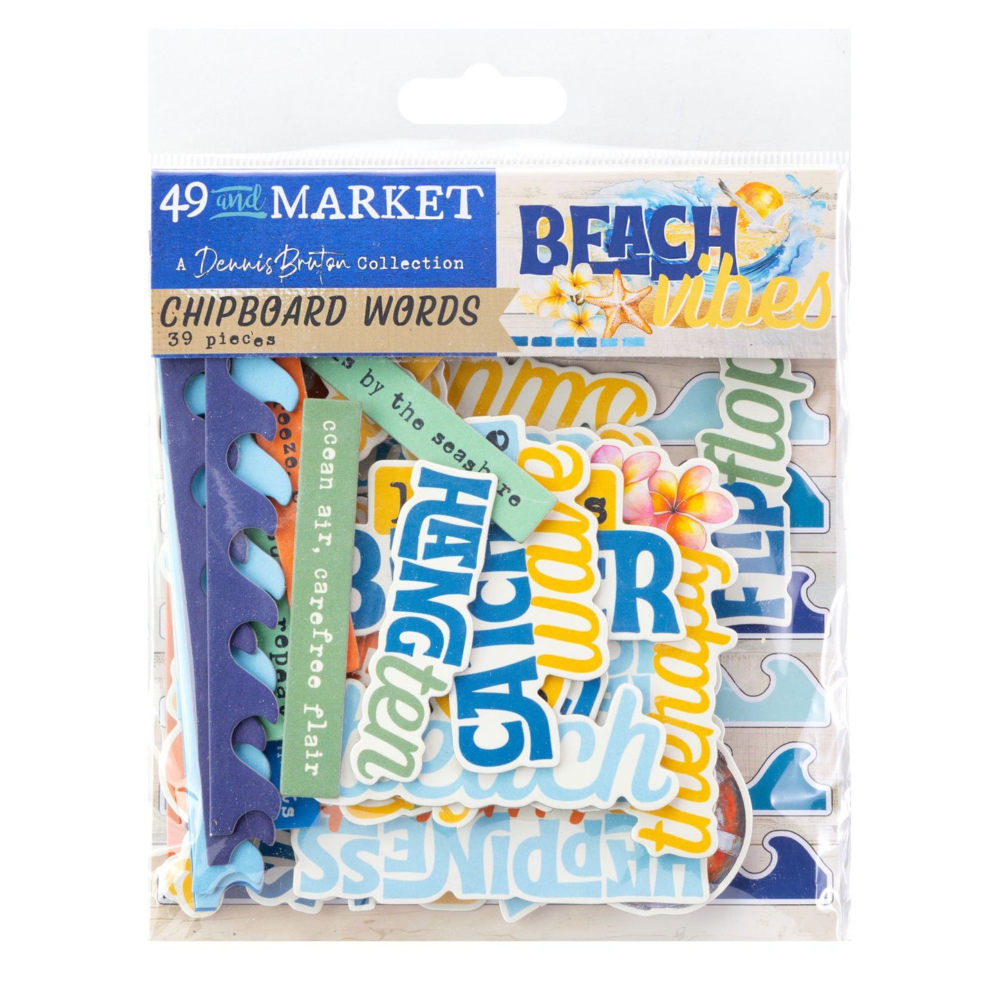 49th and Market Beach Vibes Chipboard Words A Dennis Bruton Collection- 39 pieces - DBV32185