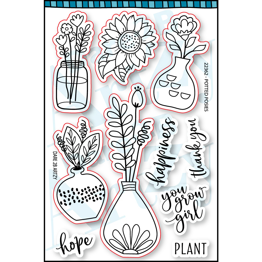 Dare2B Artzy Potted Posies Stamp Set 22362