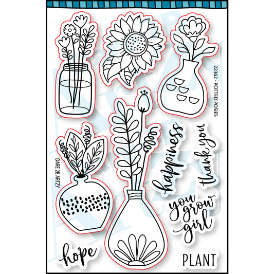 Dare2B Artzy Potted Posies Stamp Set 22362