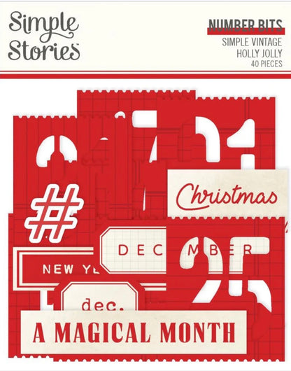 Simple stories, Simple Vintage Holly Jolly number bits 40 pieces