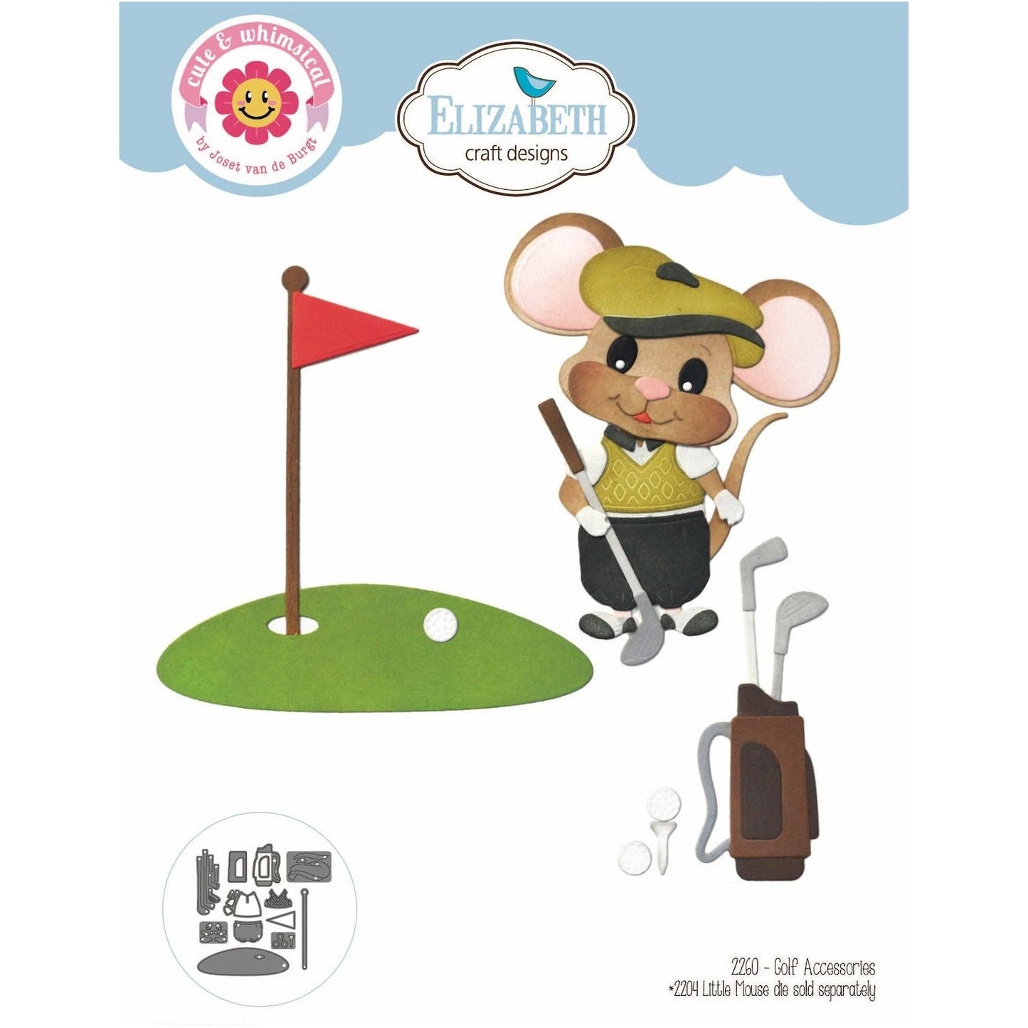 Elizabeth Craft Designs Golf Accessories - 2260 Die Cuts (2204 little mouse die sold separately)