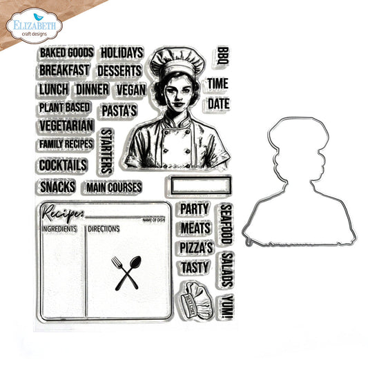 Elizabeth Craft Designs Let's Cook Stamp and Die Set csd395
