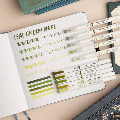 Archer & Olive - Leaf Green Hues Sets of 5 - Acrylograph