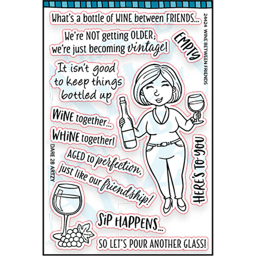 Dare2B Artzy Wine Between Friends clear stamps