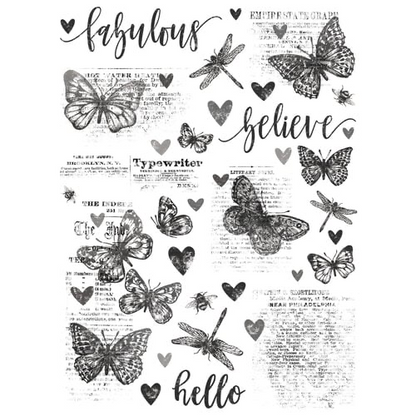 Simple Stories, Simple Vintage essentials, butterflies ribbons 6 x 8 transfer sheets