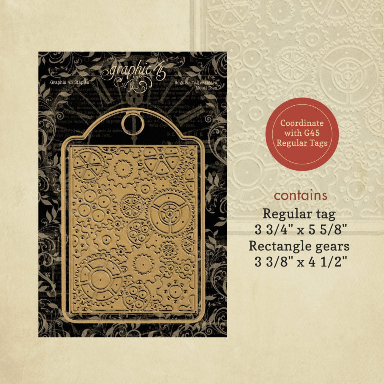 Graphic 45 Graphic 45 Staples Regular Tag & Gears Metal Dies