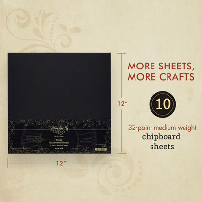 Graphic 45 Black Chipboard Sheets Medium Weight 30 Pt