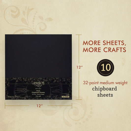 Graphic 45 Black Chipboard Sheets Medium Weight 30 Pt
