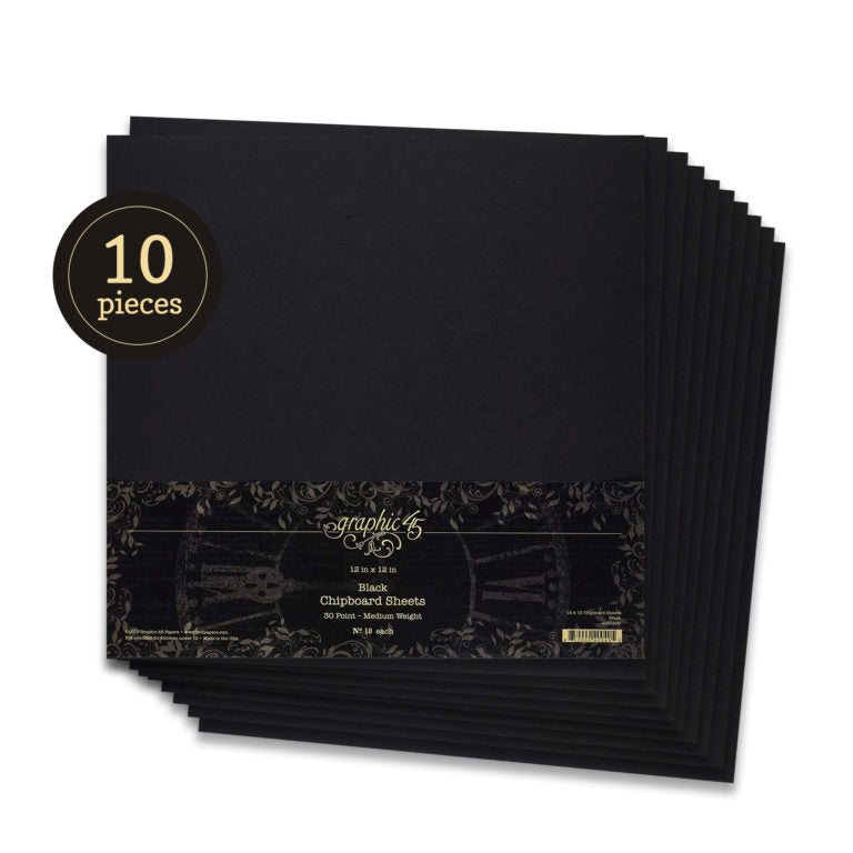 Graphic 45 Black Chipboard Sheets Medium Weight 30 Pt
