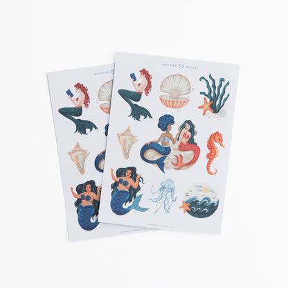 ￼Archer & Olive Vintage Mermaid Sticker Set ST345