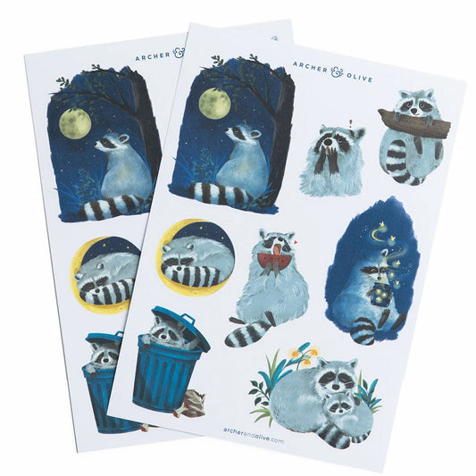 Archer & Olive, Radiant Raccoon Sticker Set ST364 ￼￼