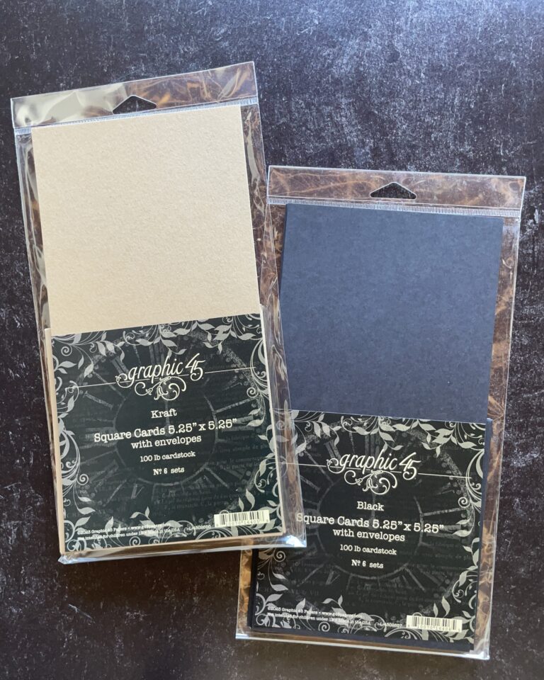 Graphic 45 Cardstock Black Square 5.25 X 5.25 With Envelopes