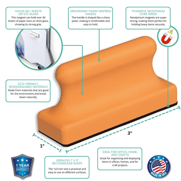 Mega Strong Neodymium MegaPawn Magnet - Tangerine Orange