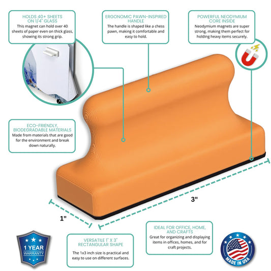 Mega Strong Neodymium MegaPawn Magnet - Tangerine Orange