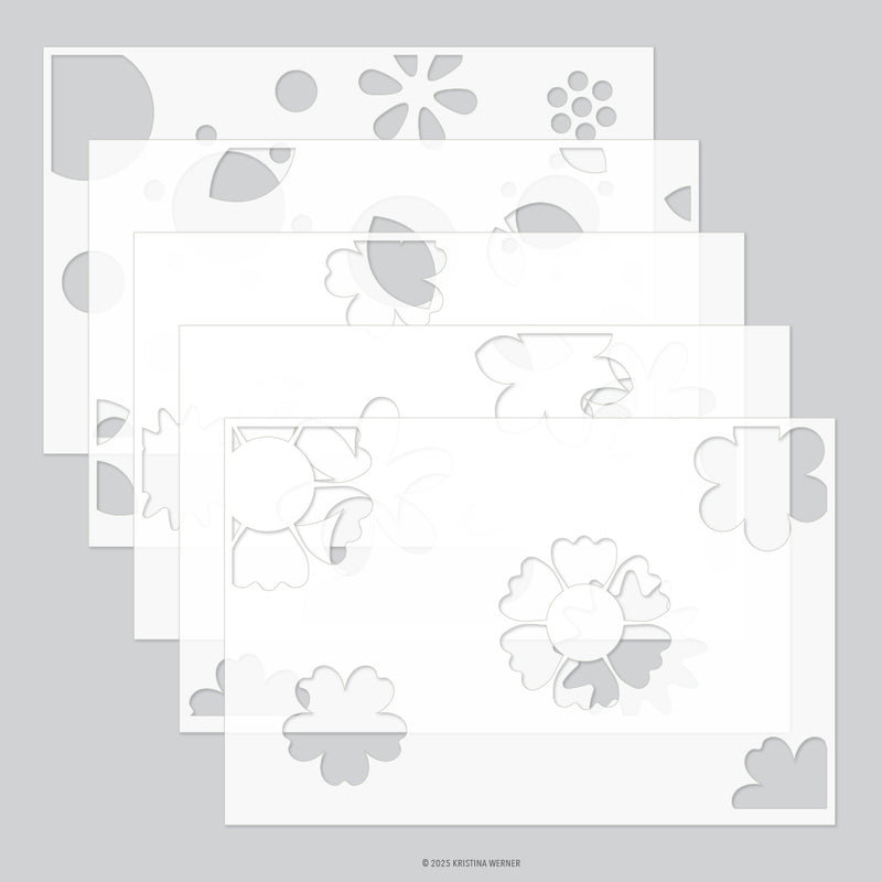 Kristina Werner with Concord & 9th - Blissful Blooms Stencils KW1129 Qty 5 - 6" x 9"