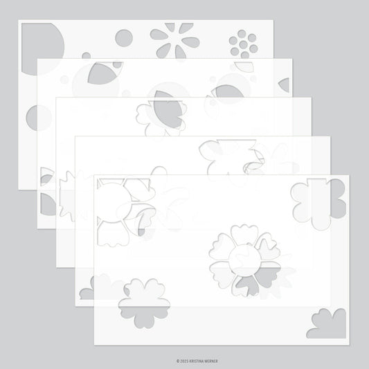 Kristina Werner with Concord & 9th - Blissful Blooms Stencils KW1129 Qty 5 - 6" x 9"