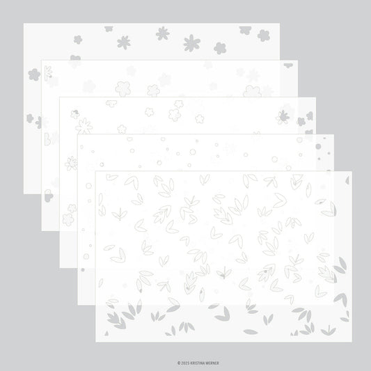 Kristina Werner with Concord & 9th Bitsy Blooms Stencil Pack  6"x9" - Qty 9 - KW1220