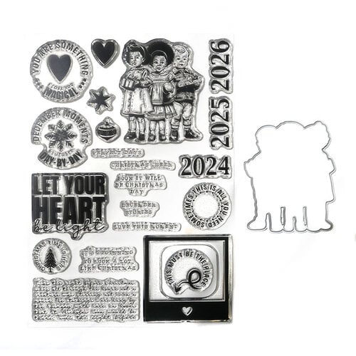 Elizabeth Craft Designs - Winter Bliss Collection - Die and Clear Photopolymer Stamp Set - Magical Moments