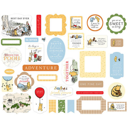 Echo Park Paper Company Ephemera Die Cut Cardstock Pieces Winnie the Pooh  - Qty 34 - WTP363024