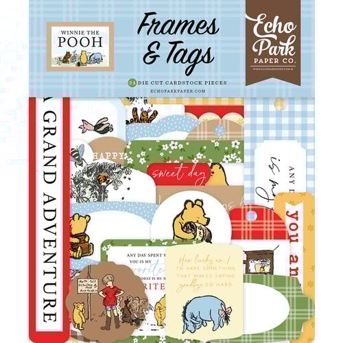Echo Park Paper Company Frames & Tags Die Cut Cardstock Pieces Winnie the Pooh - Qty 34 - WTP363025