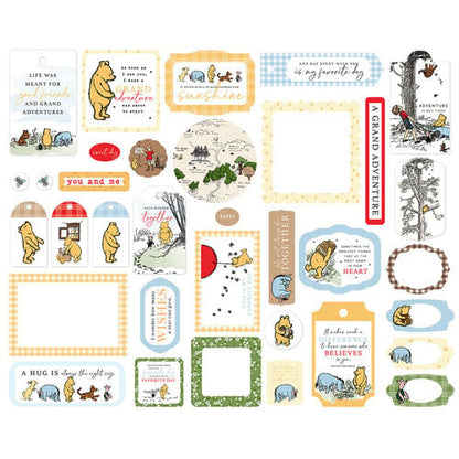 Echo Park Paper Company Frames & Tags Die Cut Cardstock Pieces Winnie the Pooh - Qty 34 - WTP363025